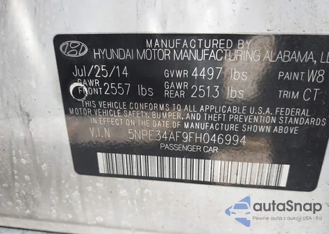 2015 Hyundai Sonata Limited из США, поврежденный, VIN 5NPE34AF9FH046994